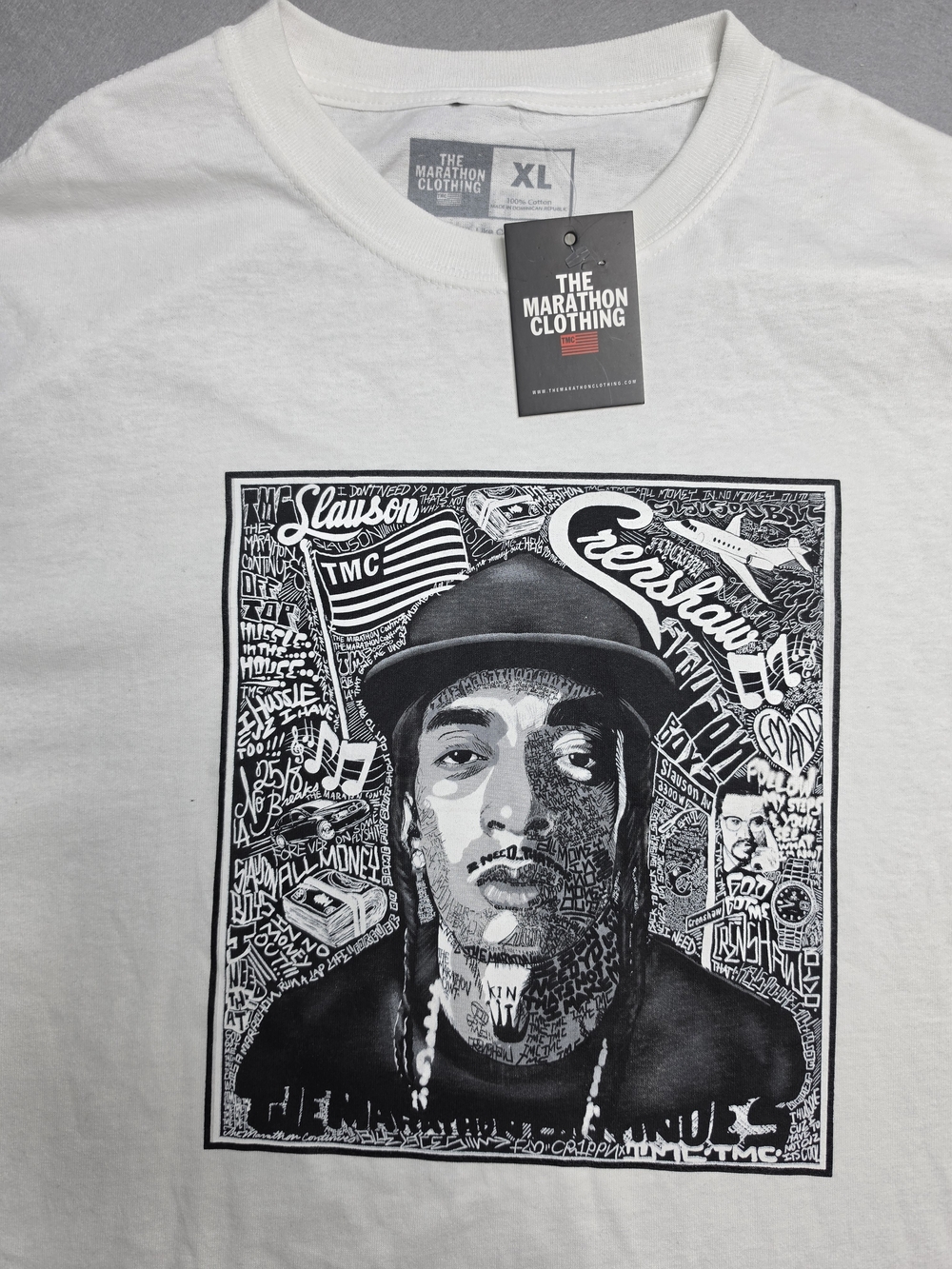 The Marathon Clothing Men’s White Graphic T-Shirt - Crenshaw Portrait XL Nwt